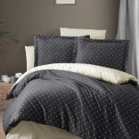 Единичен спален комплект памучен сатен - ПОЙНТ графит